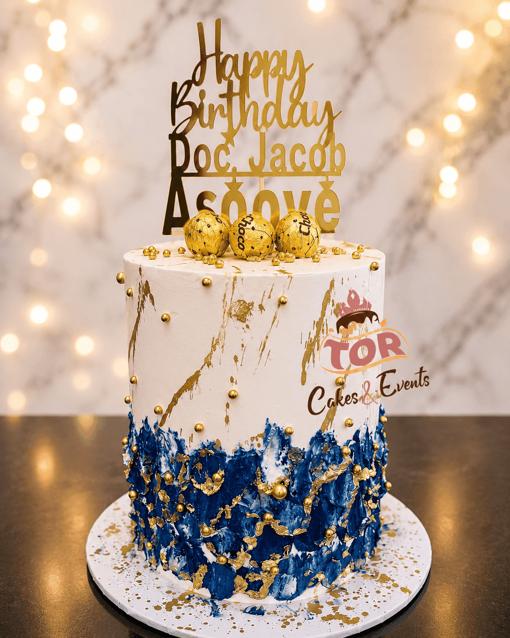 Navy Gold Brushstroke