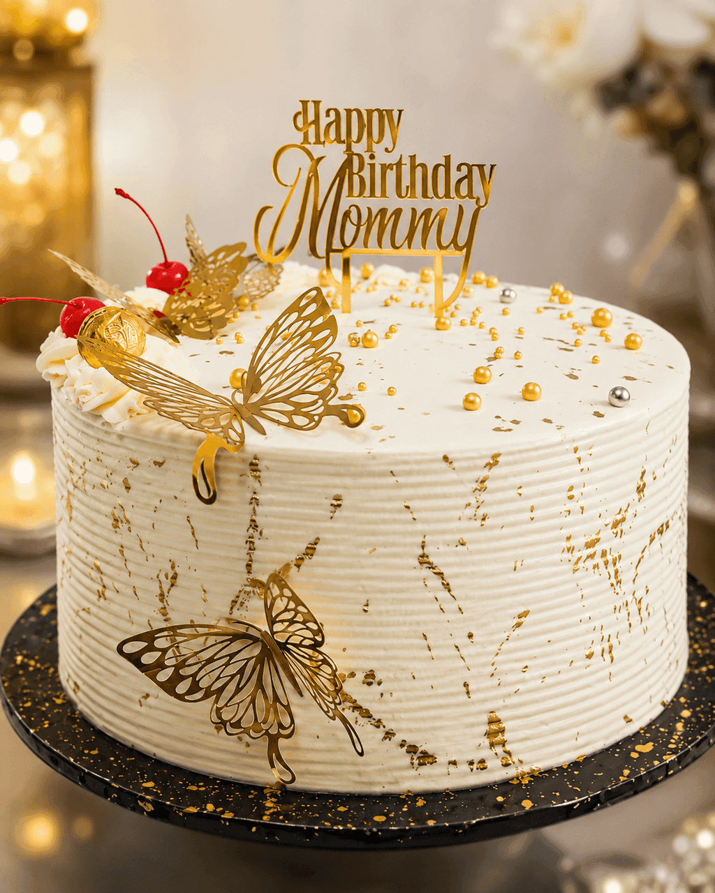 Golden Butterfly Happy Birthday Mommy